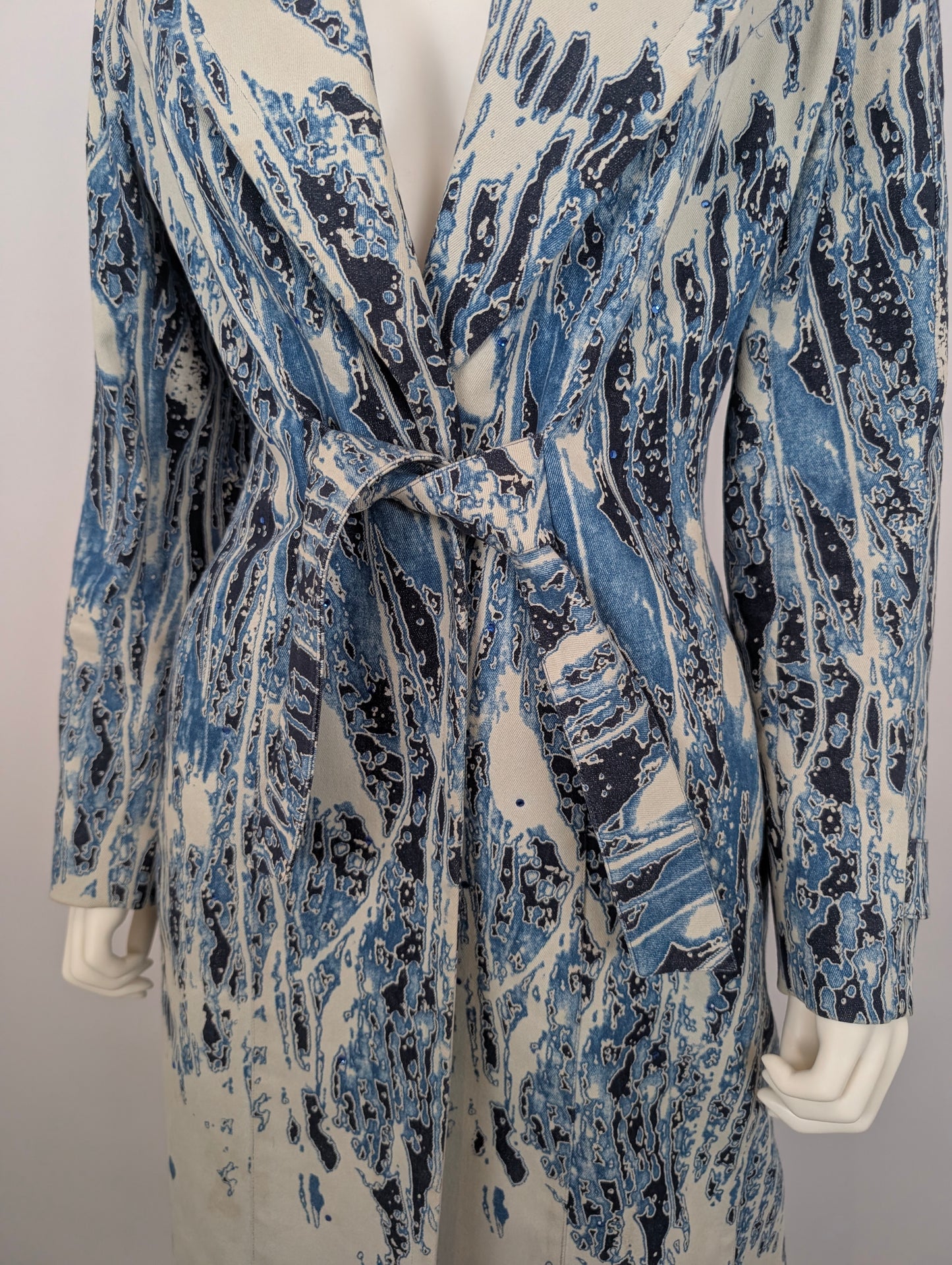 Thierry Mugler 1990s Water Print Trench Coat