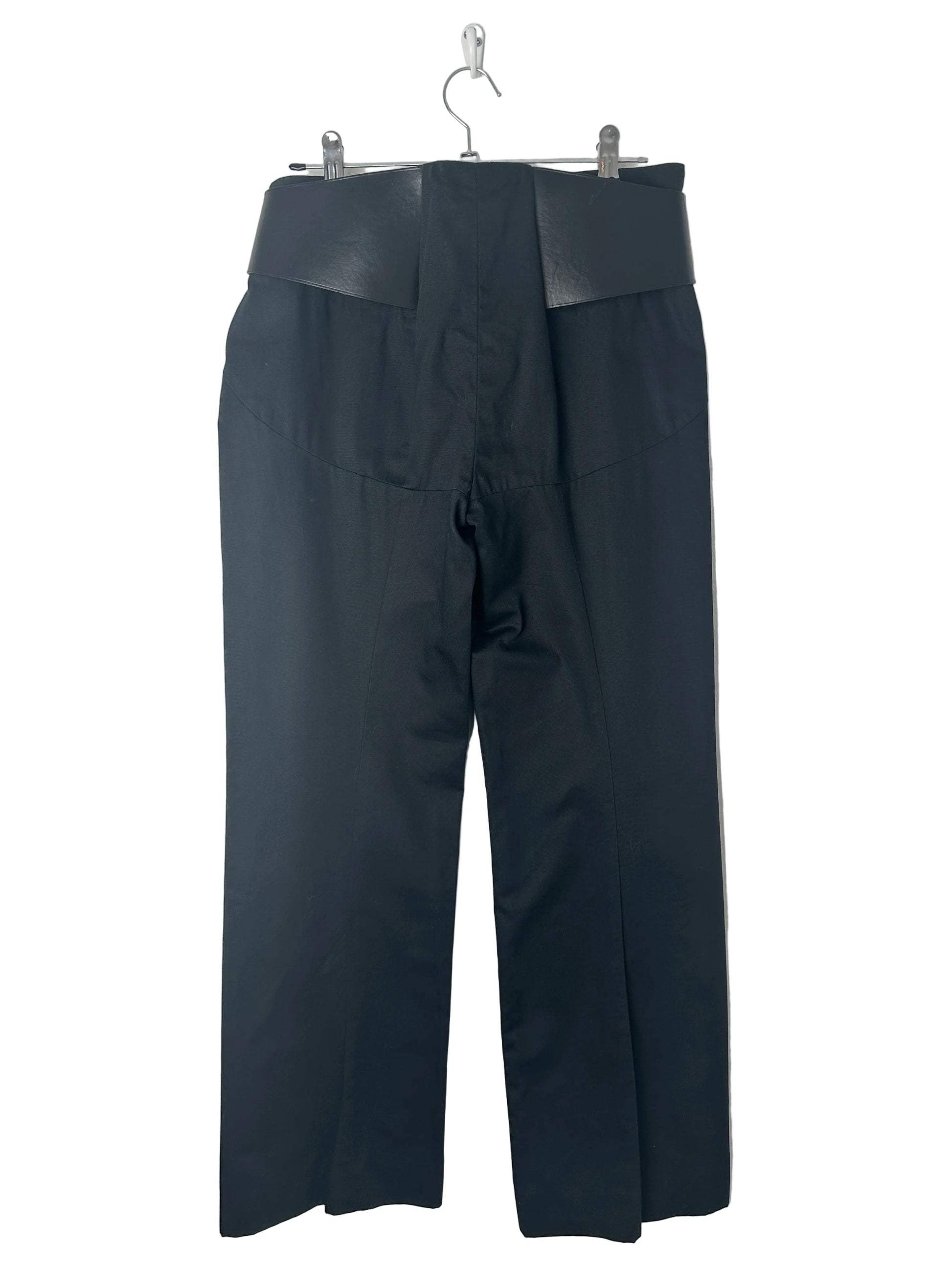 Pair of dark gray pants on a white background