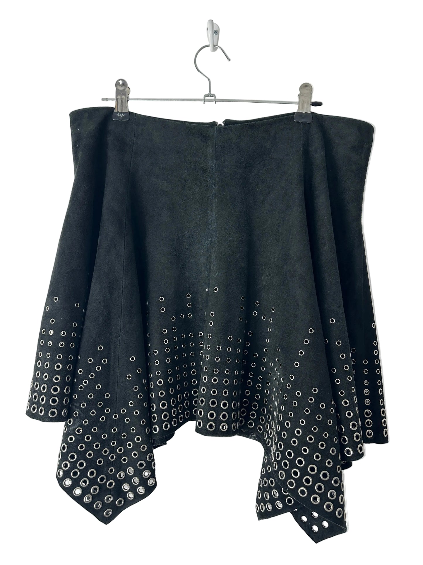 Black fabric with silver studs on a white background