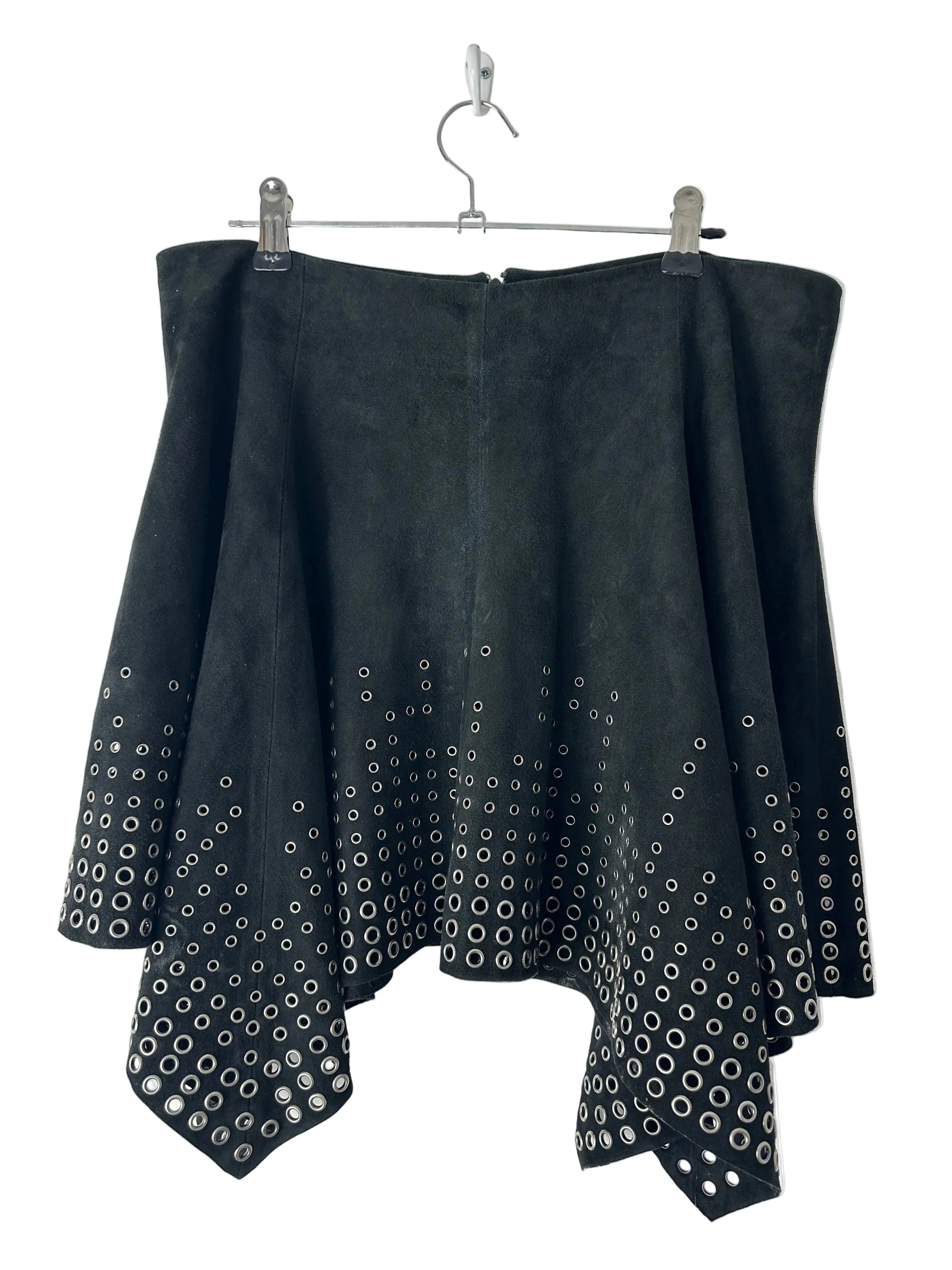 Black fabric with silver studs on a white background