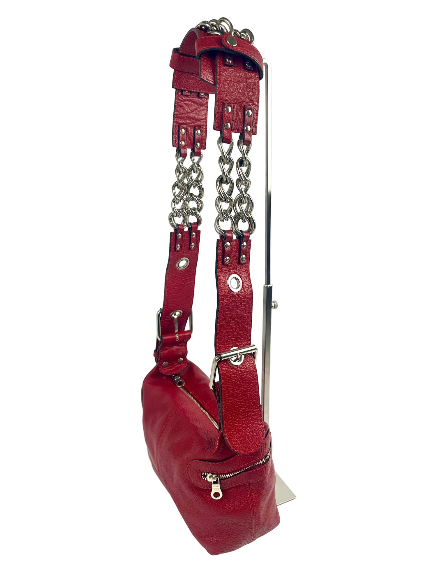 Red Bag With Large Chain Strap