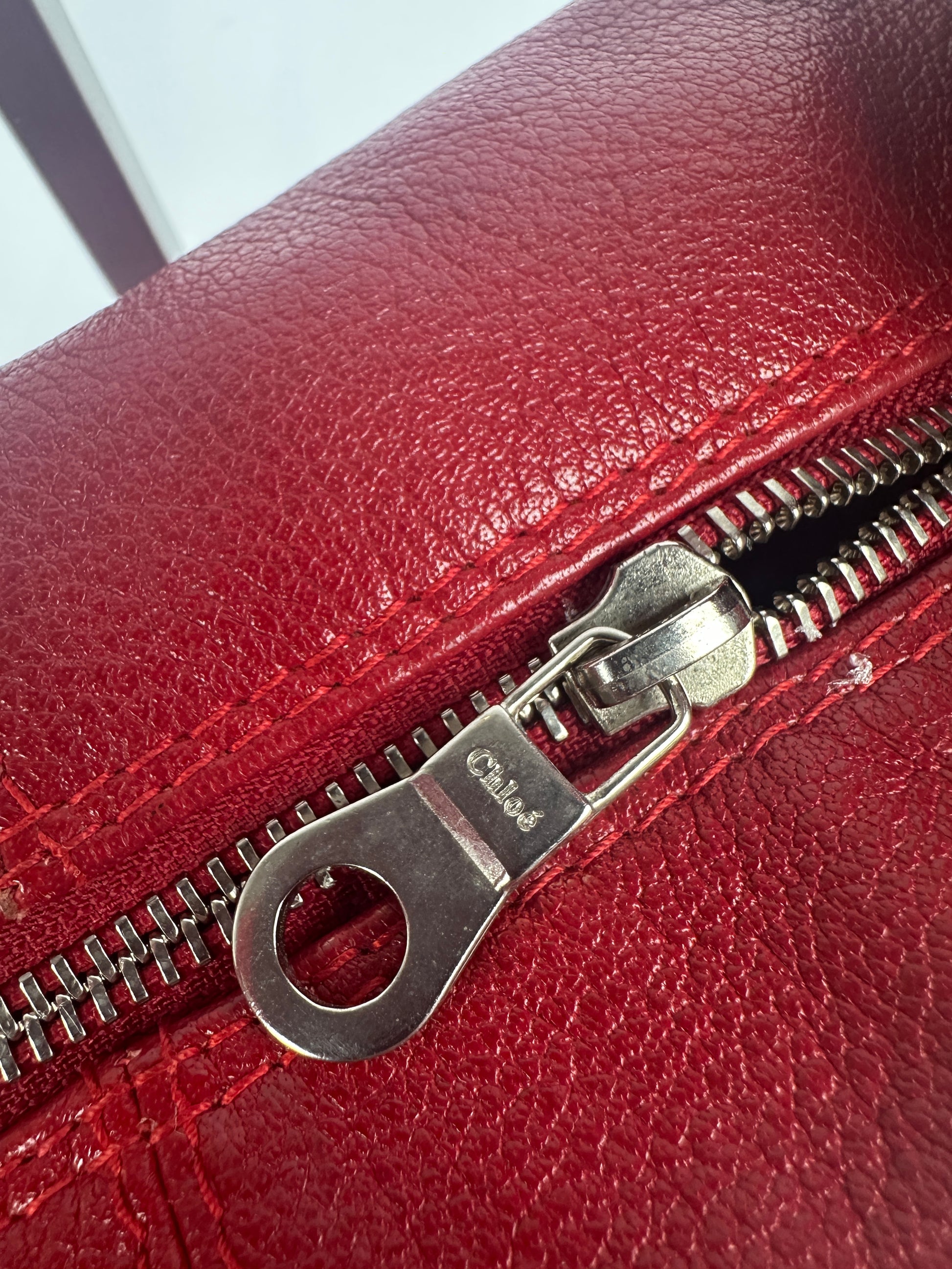 Red leather bag with chloe zip
