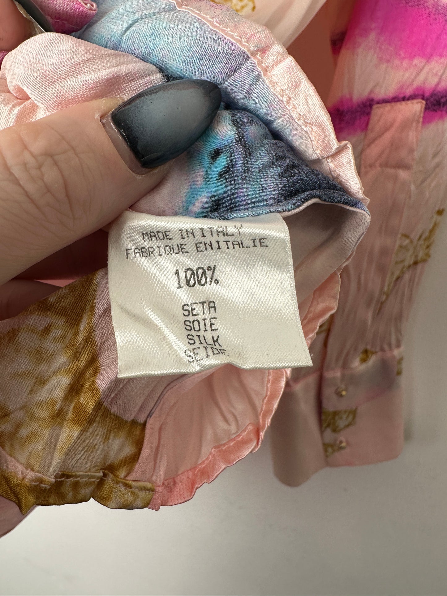 ROBERTO CAVALLI S/S 2001 ELIZIBETH TAYLOR EYE PRINT SILK SHIRT