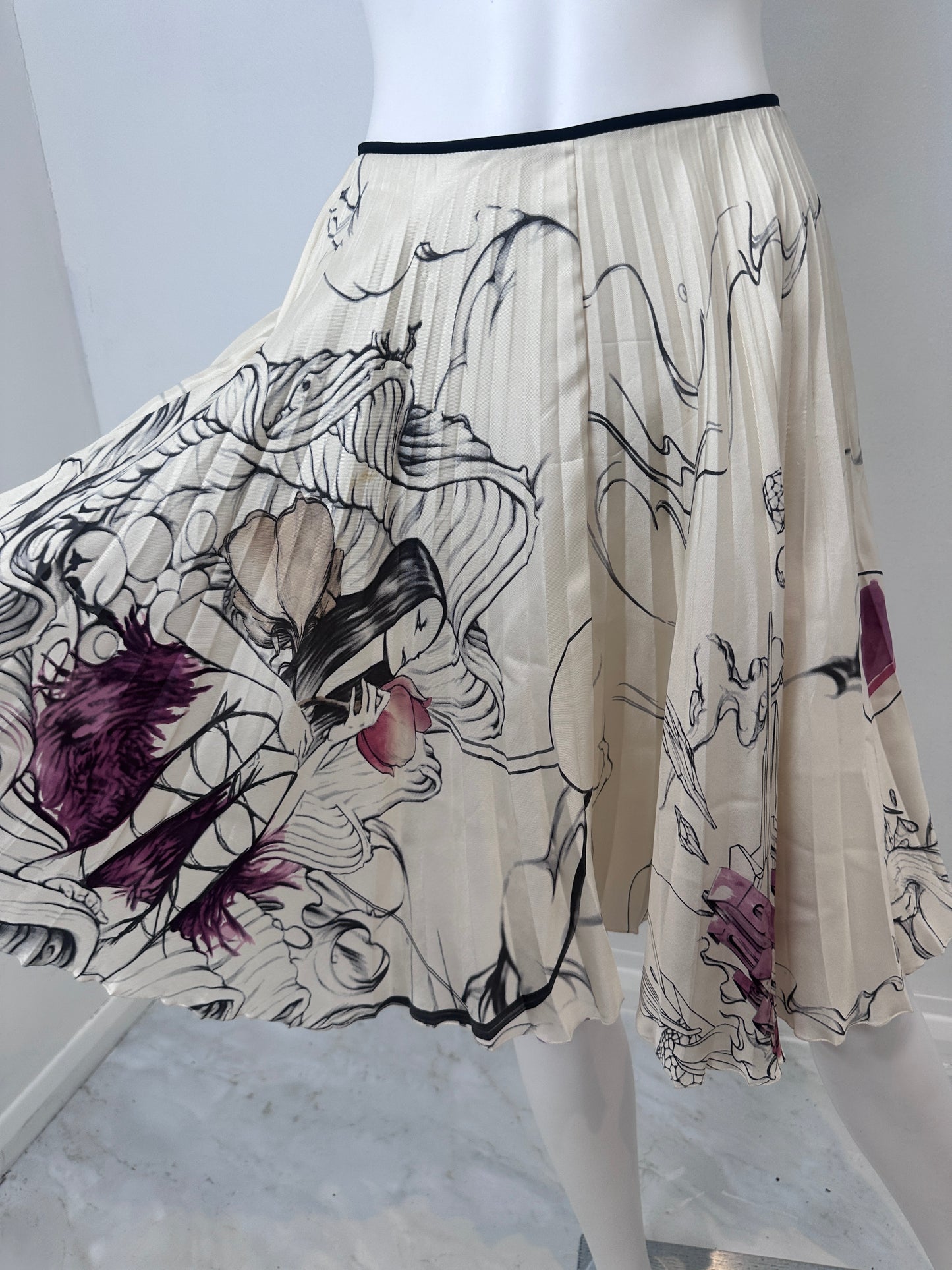 PRADA S/S 2008 FAIRY PRINT SILK SKIRT