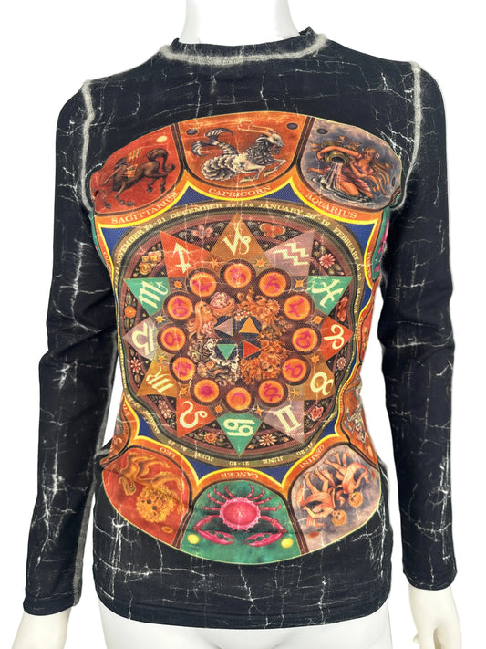 Decorative top with colorful patterns on a black background