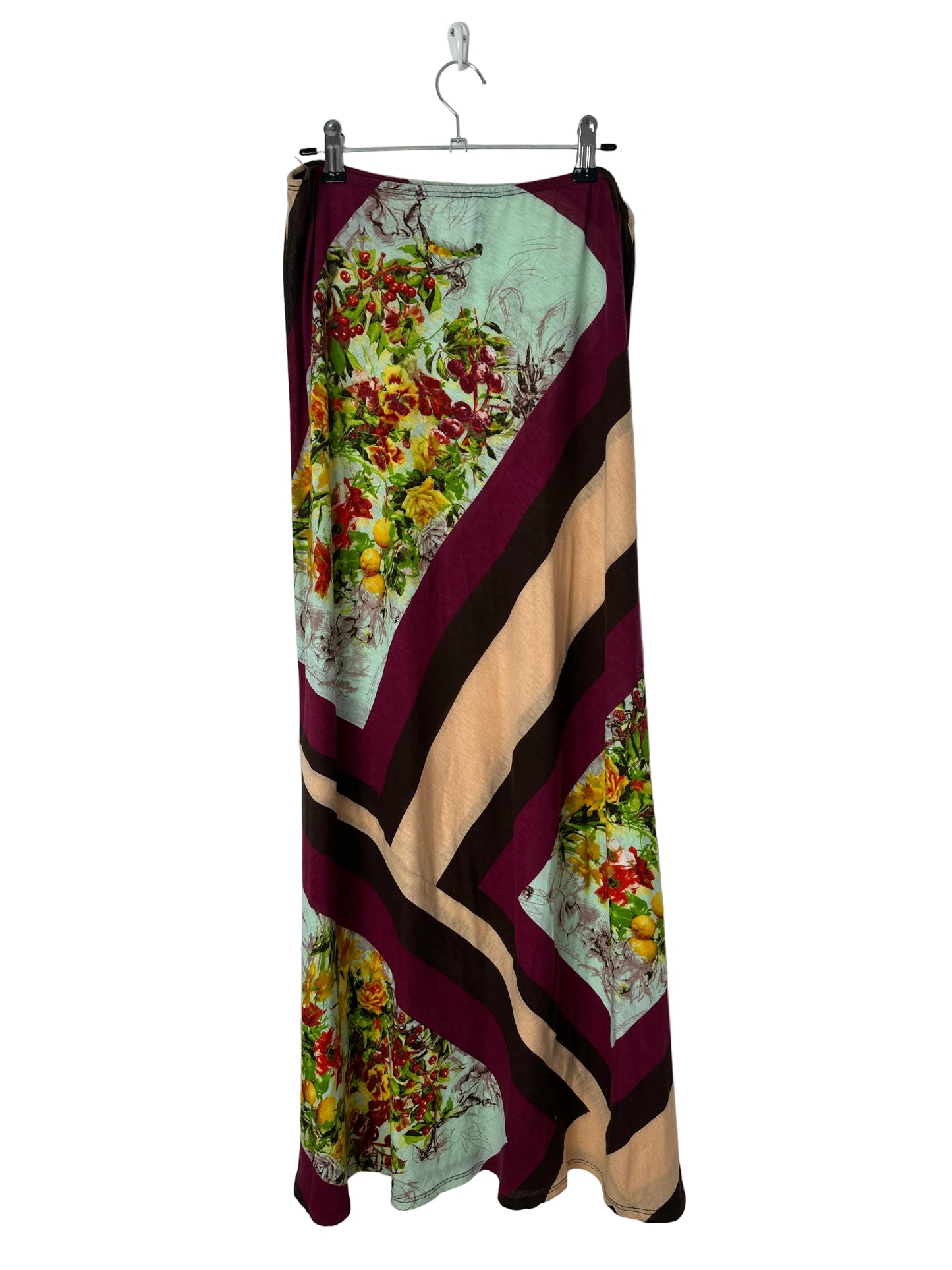 Folded fabric with floral patterns on a white background