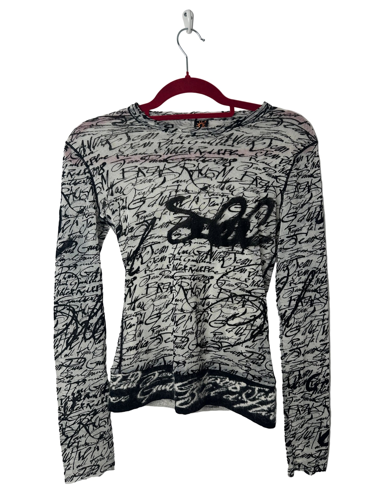 Gray t-shirt with black text and graphics on a white background
