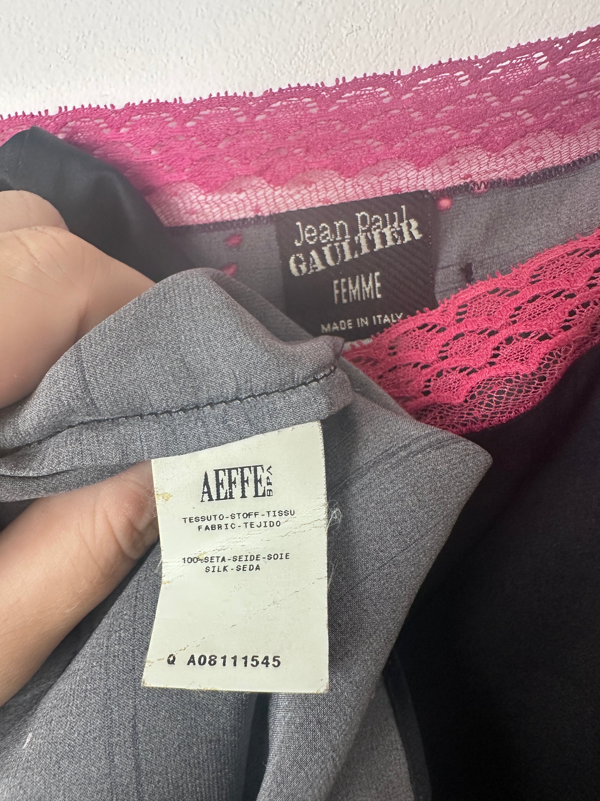 Close up of aeffe care label