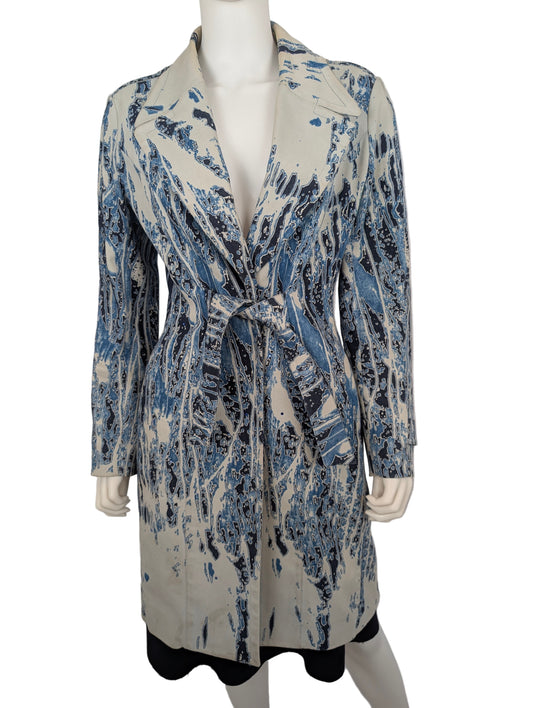 Thierry Mugler 1990s Water Print Trench Coat