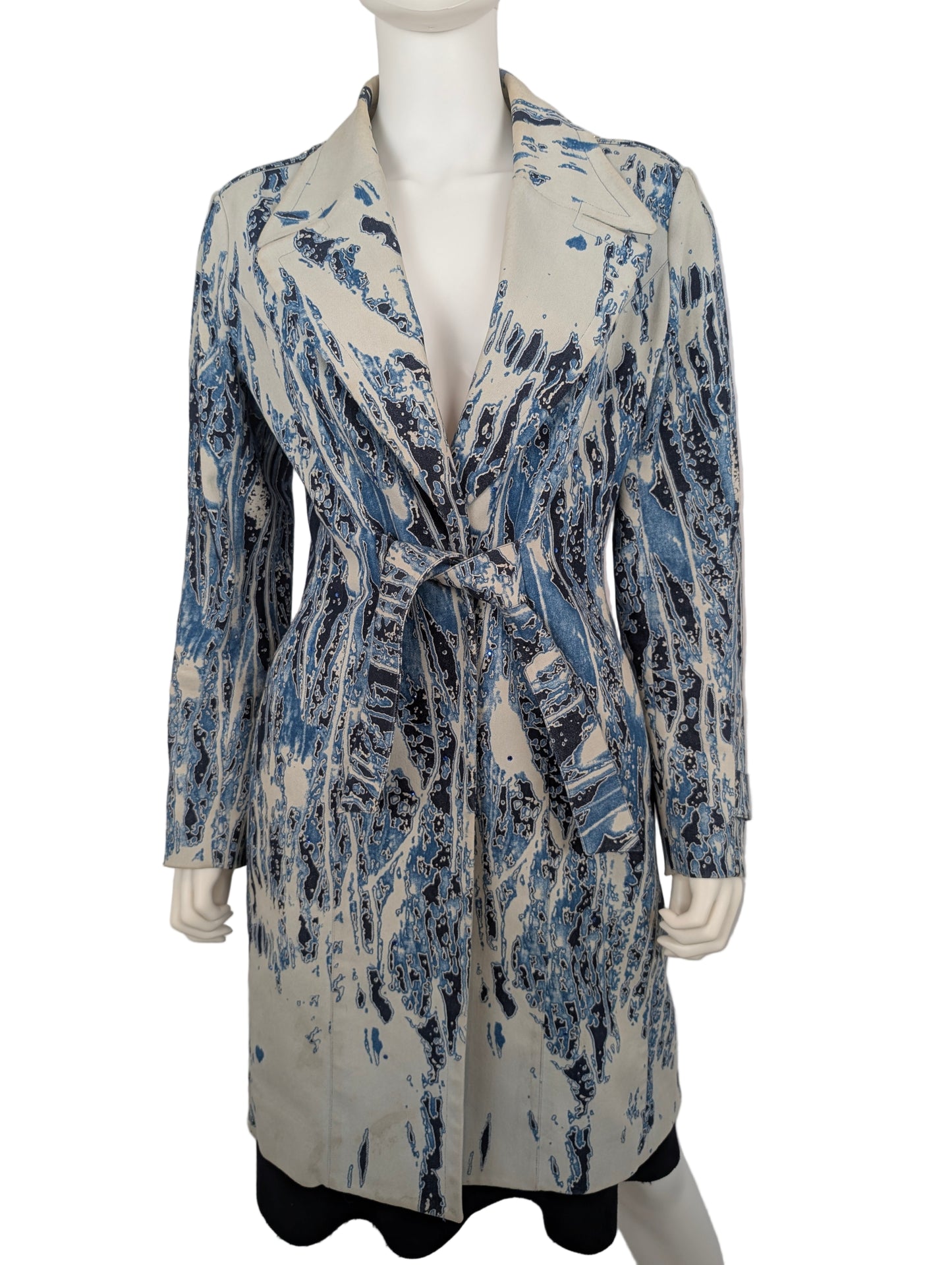 Thierry Mugler 1990s Water Print Trench Coat