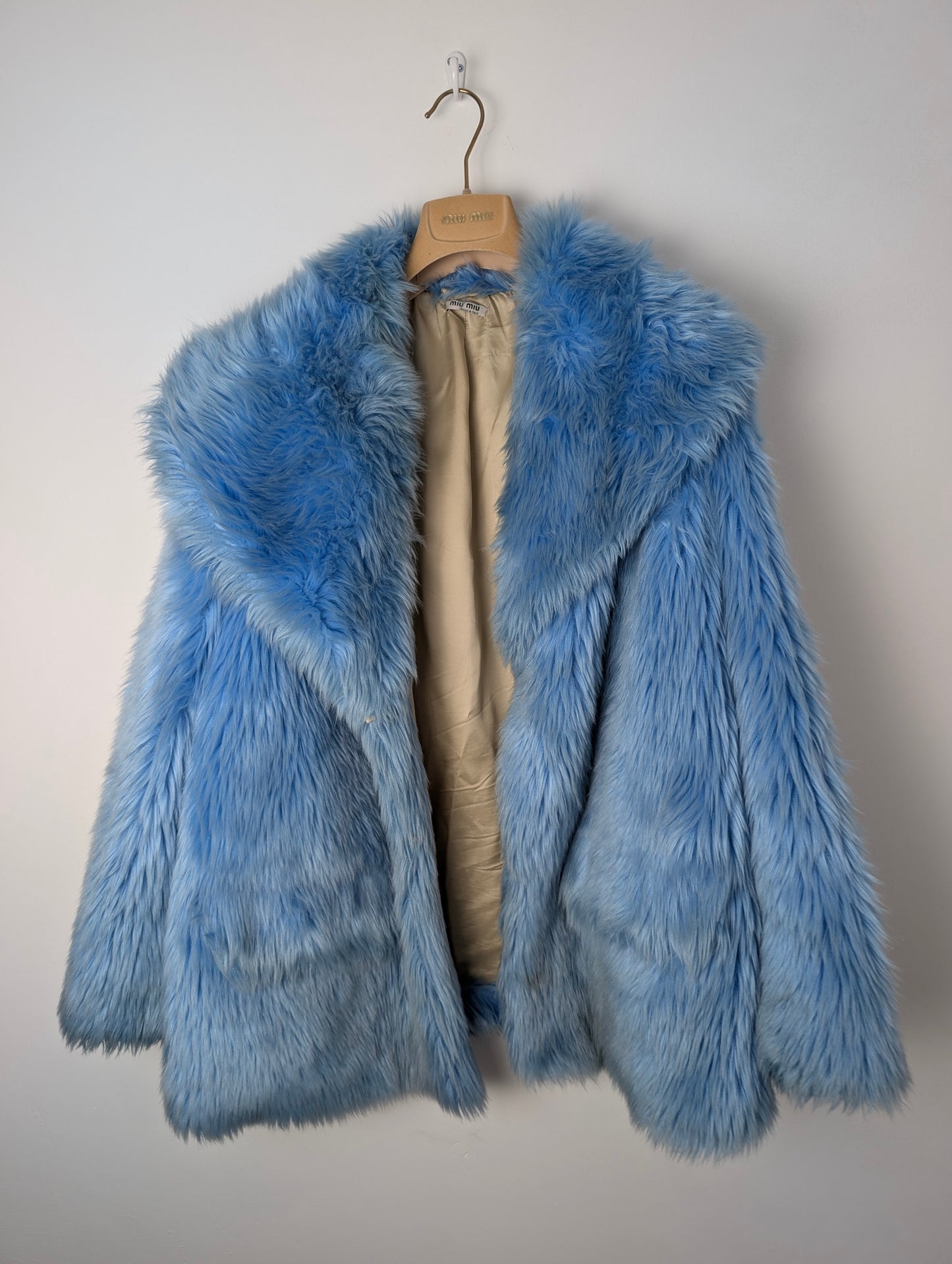 Miu Miu FW 2018 Blue Faux Fur Coat