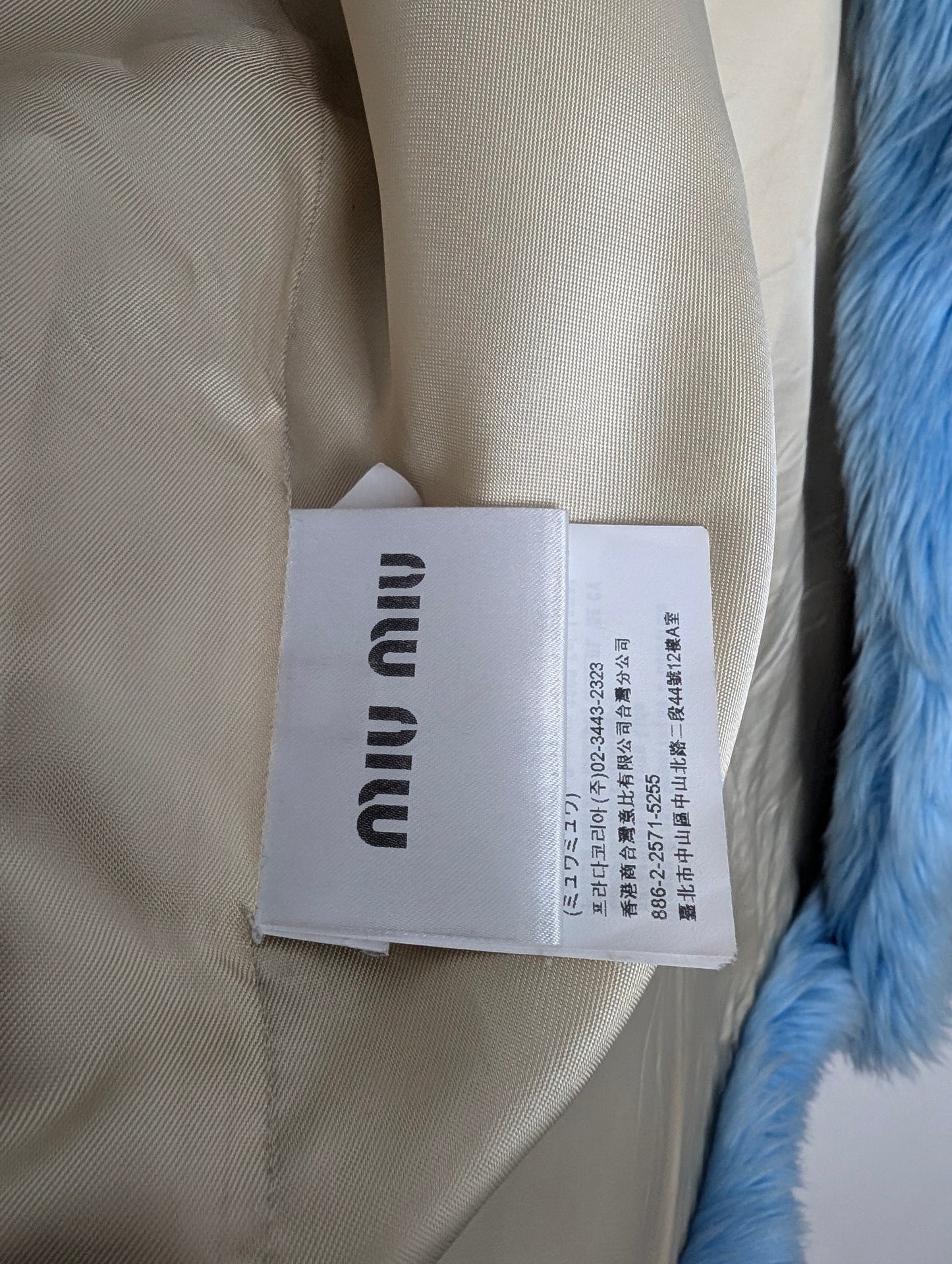 Miu Miu FW 2018 Blue Faux Fur Coat